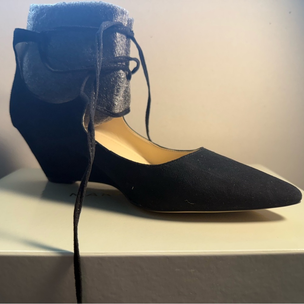 Marc Fisher Black Suede Lace wedge